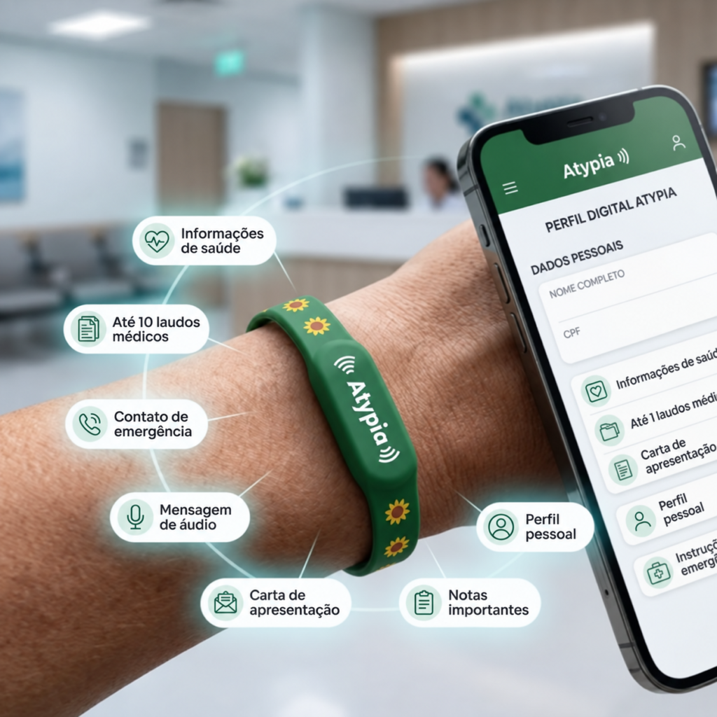 Pulseira Girassol Atypia NFC e QR code