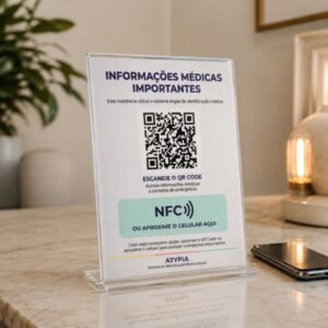 Display de Mesa com QR Code e NFC Atypia Casa Segura